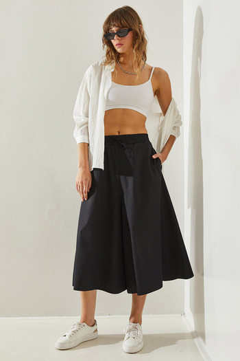 Bianco Lucci Cotton Satin Women's Trousers - Waist Lattice, Skirt60251413