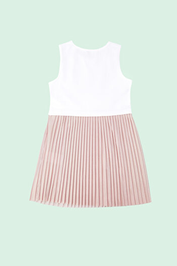TRENDYOLKIDS White Girl's Butterfly Pattern Printed Eid Knitted Dress Tkdss24El00008