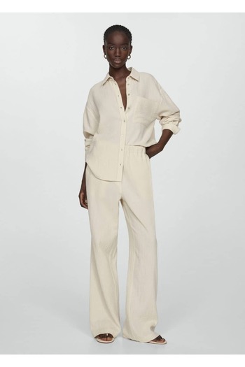 MANGO Woman Cotton Wideleg Pants