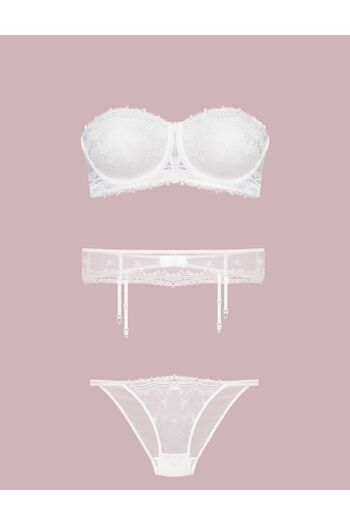Nurteks White Supported Push up Strapless Bra Girdle Garter Stockings Set 75-90B