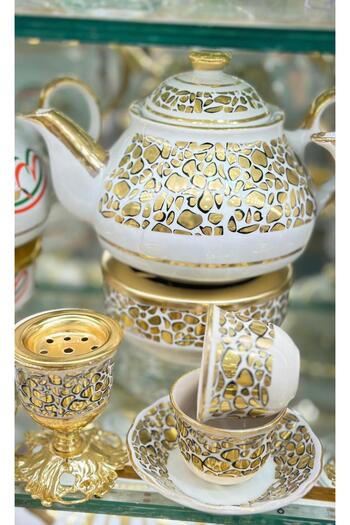 DUKKANI ISTANBUL Tiger Gold 15 Piece Tea and Coffee Set