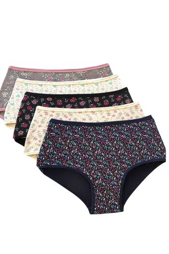 DONLİZZA Patterned High Waist Women's Panties Mixed 5 Pieces