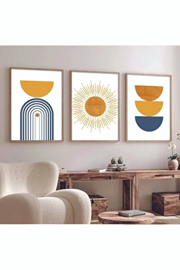 woodhomeworks 3 Piece Abstract Painting with Wooden Frame
