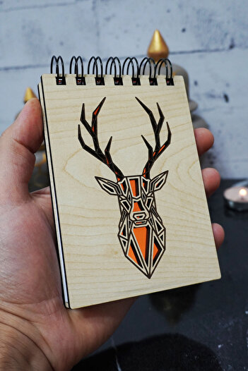 markcat Wooden Covered Deer Figure Notebook - Mini Pocket Notebook - My List