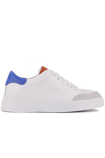 SailLakers - White Leather Lace-Up Men's Casual Shoes 101-7044-He1065