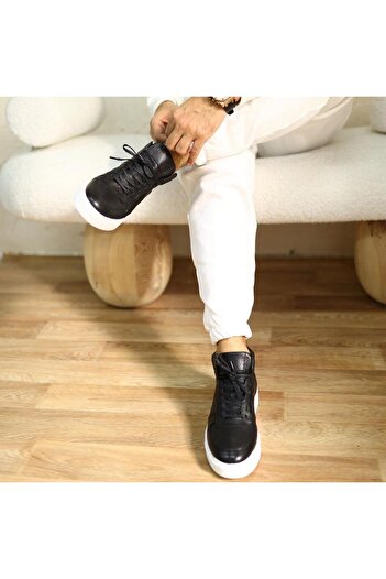 SailLakers - Siyah Deri Bağcıklı Unisex Bot 102-8015-HE1065