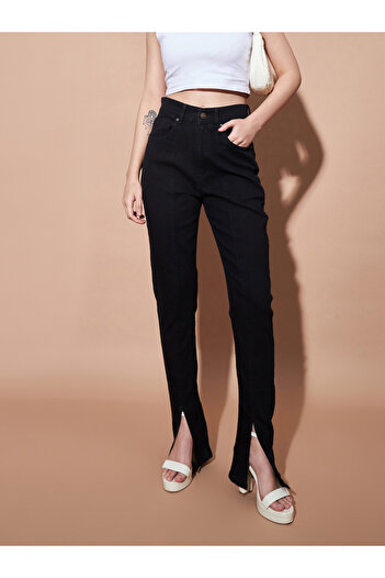 Sassafras By Styli Mid Rise Skinny Fit Jeans with Front Split