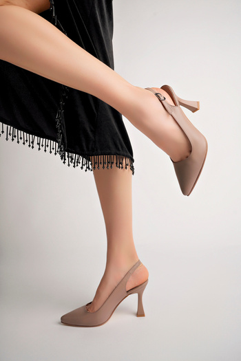 Akgün Terlik Women's Genuine Leather Mink Stiletto Shoes
