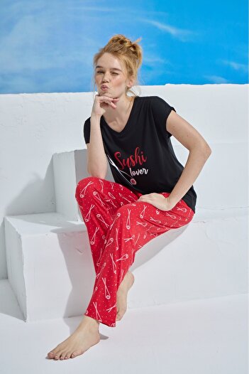 PİJAMOOD Patterned Women's Pajama Set