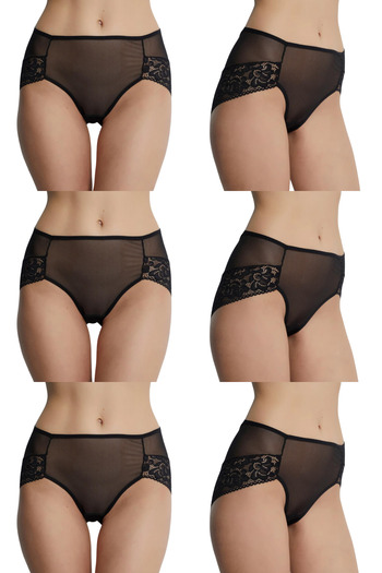 DONEX Bato Model Tulle Fabric - Lace Detailed Back Waist Γυναικεία κιλότα 6 Συσκευασία