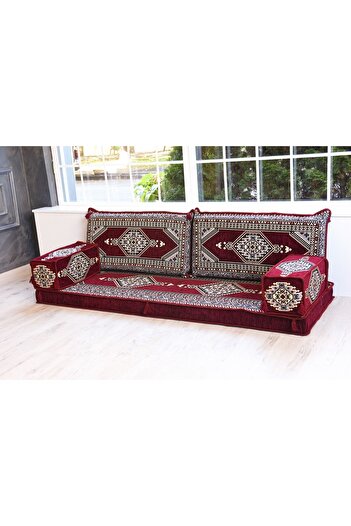 BAKIRÖZÜ HOME Şark Köşesi Takımı , Oturma Grubu Yer Minderi Koltuk Takımı (sünger Dahil) Yahyalı Bordo 2 Kolluklu