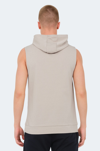 Slazenger Vasilisa Men's Sleeveless Kangaroo Pocket Stone Gray T-Shirt