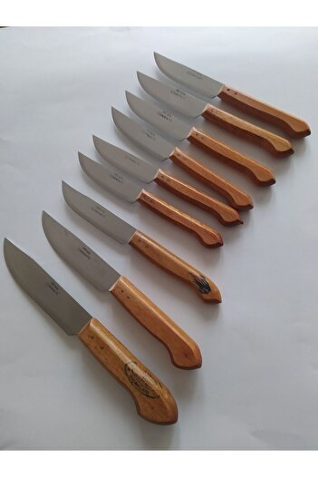 DİBA AVM Kitchen Knife Set - Wooden Handle Osmaniye Knife Fruit Vegetable Knife Set of 9