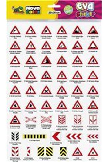 Nova Color Αυτοκόλλητο Eva Sticker Nc-455 Πινακίδες Προειδοποίησης Κυκλοφορίας-1
