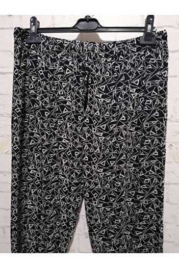 anne moda ankara High Waist 2 Pocket Patterned Summer Viscose Cotton Trousers
