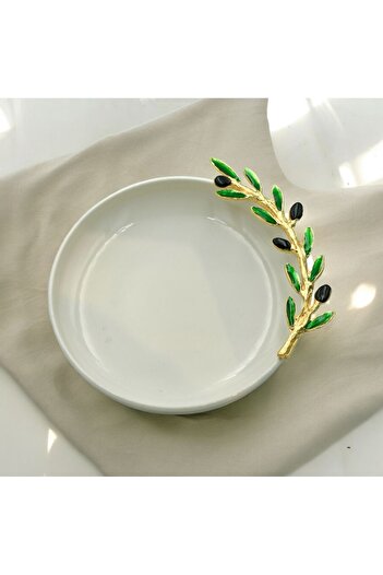 iQey Home Olive Detailed Porcelain Pit Plate 18 cm