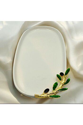 iQey Home Olive Detailed Small Oval Plate 25 cm