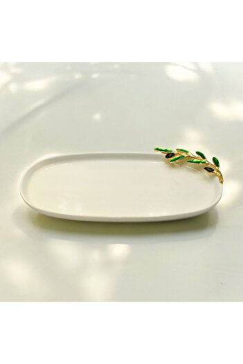 iQey Home Olive Detailed Small Oval Plate 25 cm