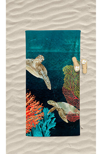 YORKADESIGN Beach and Sea Towel - Colorful Turtle Pattern Print