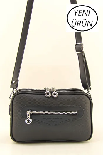 HNB Black Women's Crossbody Bag - Medium Size, Multi-Compartment