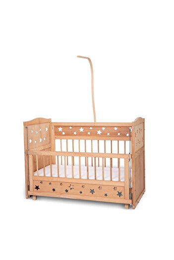 Bamgidoo Ahşap Beşik Anne Yanı Beşik Organik (BOYASIZ) 60x120 - Uyku Setsiz Tek Yataklı