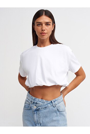 Dilvin 30402 Tricou cu detalii cauciuc-alb