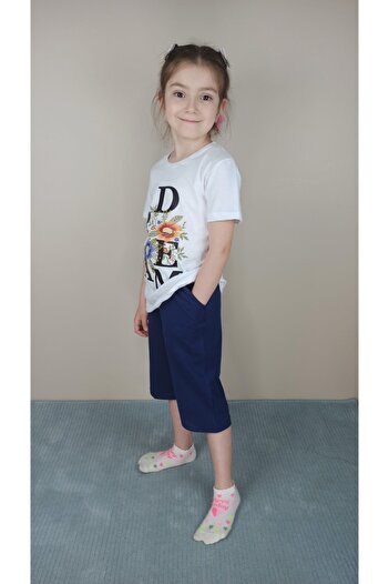 Bluence Girl's Cotton White Capri Suit