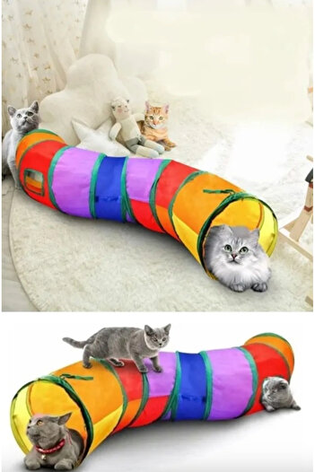 Nursoft Cat Play Tunnel Folding Rainbow Long Straight Cat Dog Play Tunnel Pet Play Tunnel