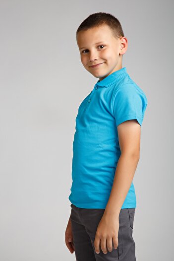 Dragora Penye Polo Yaka Mavi Okul T-shirt