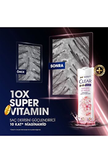 Clear Women Kepeğe Karşı Etkili Şampuan Yumuşak Ve Parlak 350 ml X3