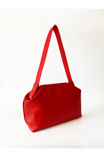 HEYBE'S Women's Red Faux Leather Detachable Handle Shoulder and Hand Bag