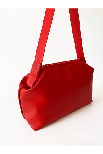 HEYBE'S Women's Red Faux Leather Detachable Handle Shoulder and Hand Bag