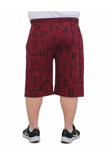 MocGrande Men's Plus Size Combed Cotton Shorts Letter Dance 24644 Claret Red