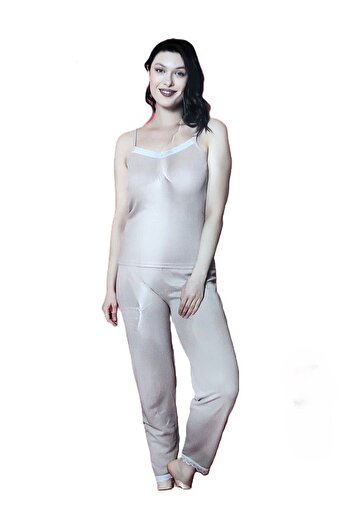 enmodaiçgiyim Ribbed Women's Pajama Set with String Strap