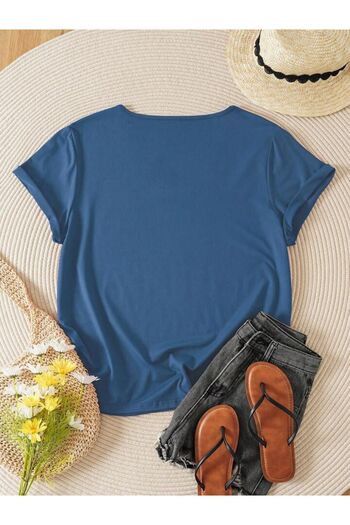 FAVORİST Γυναικείο μπλουζάκι Daisy Printed V-Neck - Κανονική Εφαρμογή