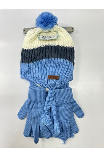 mercantoptan 3-7 Years 3-Piece Children's Scarf Beanie Gloves Set