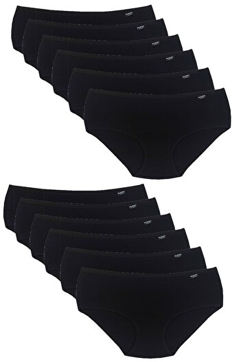 Bluence Women's Black High Waist Lycra Bato Panties 12 Pack