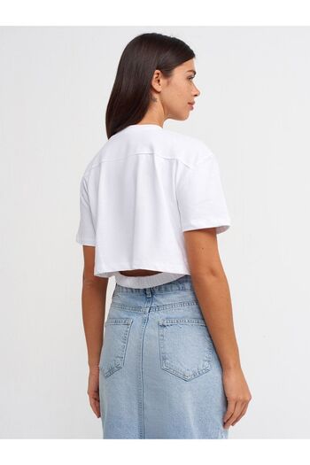 Dilvin 30402 Tricou cu detalii cauciuc-alb