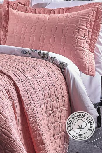Lolavien 100% Cotton Fiona Double Quilt-Coverlet Multi-Purpose Salmon Color
