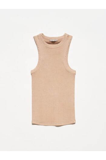 Dilvin 20652 Antique Sleeveless Top-Beige