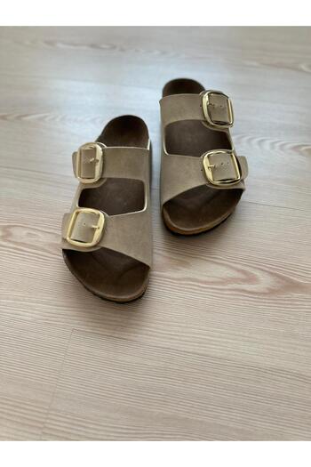 ZİESCE Γυναικείες παντόφλες Beige Nubuck - Διπλό λουράκι, ρυθμιζόμενη πόρπη, καθημερινή χρήση
