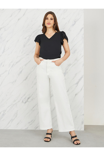 Luxewave By Styli Ruffle Sleeves V Neck Regular Fit Blouse