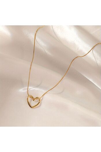 SWORDS CONCEPT Steel Necklace with Empty Inner Heart - Non-tarnish