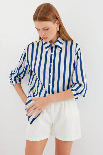 Bigdart 3964 Model Light Satin Shirt - Navy Blue
