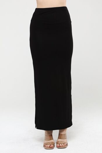 ALL TIME Women's Black Double Slit Long Pencil Skirt