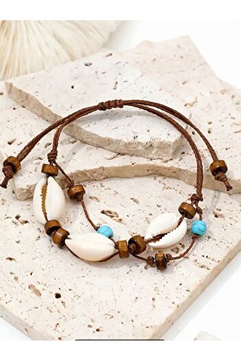 By Song Aksesuar Turquoise Seashell and Natural Stone Hal Hal Hal