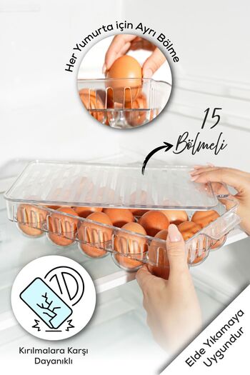 Vienev 15 Pack Shatter-Resistant Egg Holder - Compartment Egg Storage Box