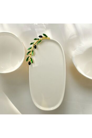 iQey Home Olive Detailed Oval Plate 30 cm Large Size