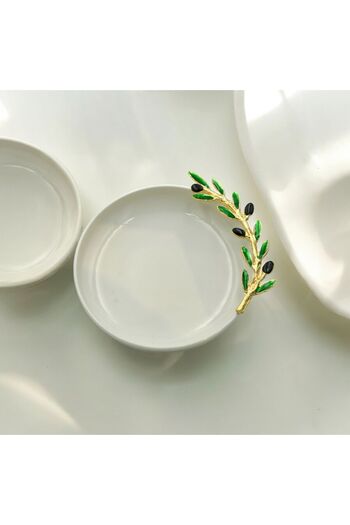 iQey Home Olive Detailed Porcelain Pit Plate 18 cm