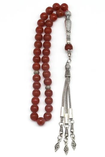 Sahra 8 Mm Globe Cut Natural Stone Rosary - Matte Line Pattern